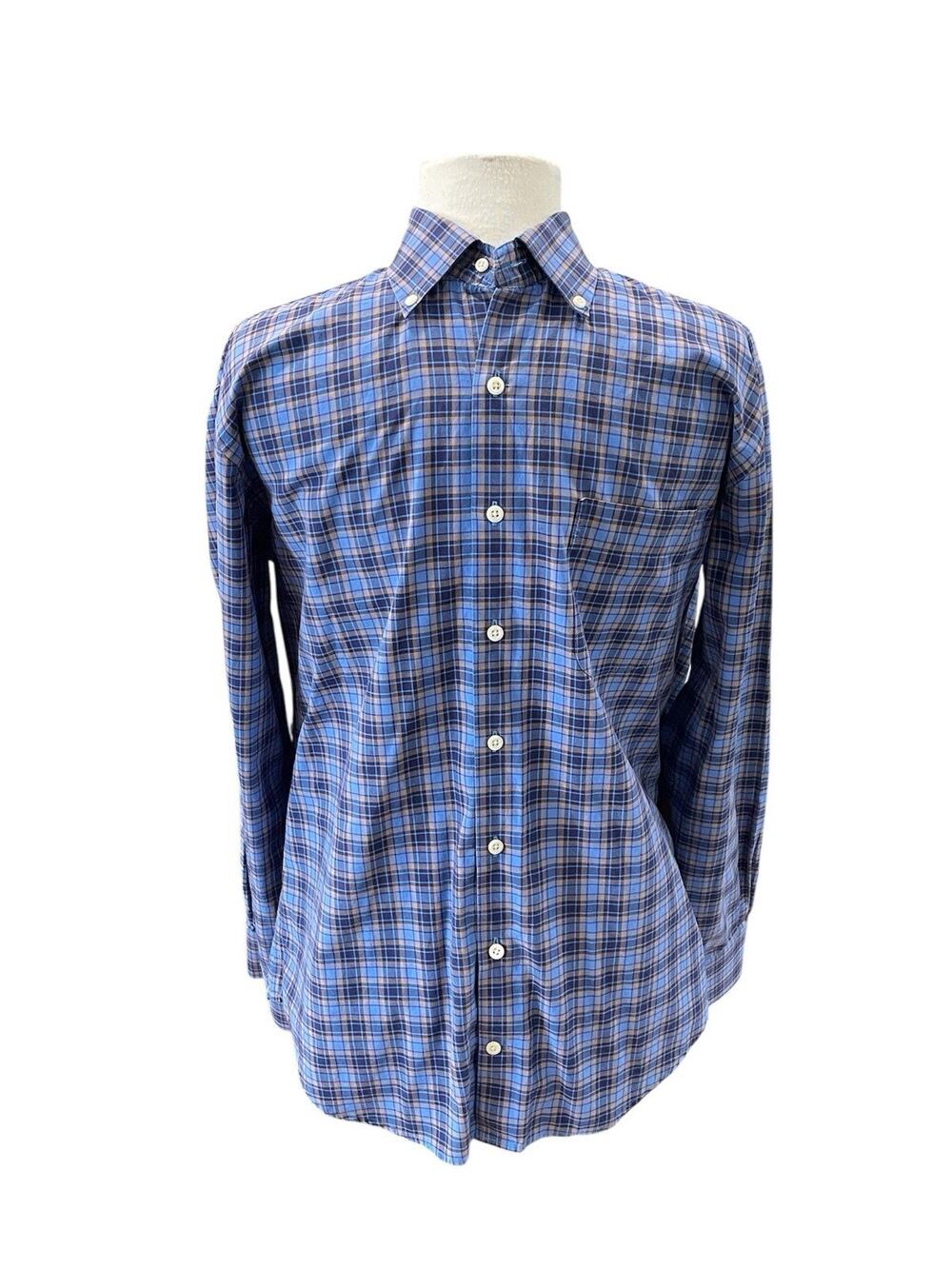 Peter Millar Blue Long Sleeve Button Up Collar Dress Shirt Men’s Size Medium-EUC